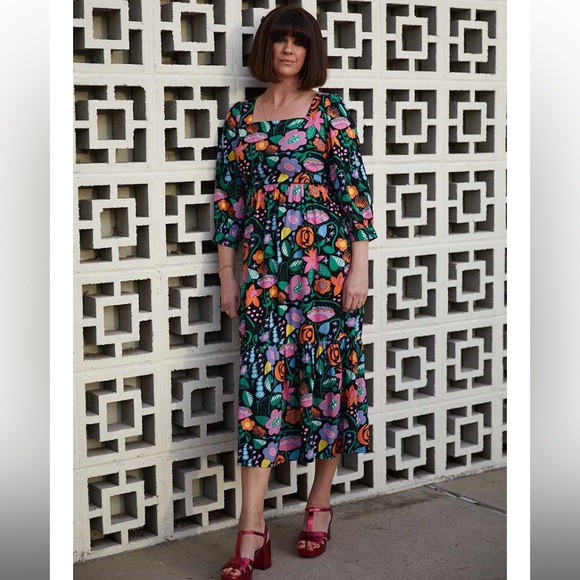 Joanie Clothing Retro Vintage 60’s Floral midmaxi dress w/ POCKETS - Picture 6 of 7